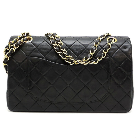 Chanel Bag Shoulder Black 25 Chain Matelasse Lambskin - Picture 1 of 10